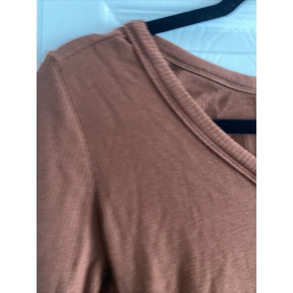 Bobi Los Angelas Copper Rust Brown Ribbed Long Sleeve XS Henley Top Festival‎ - Picture 2 of 6